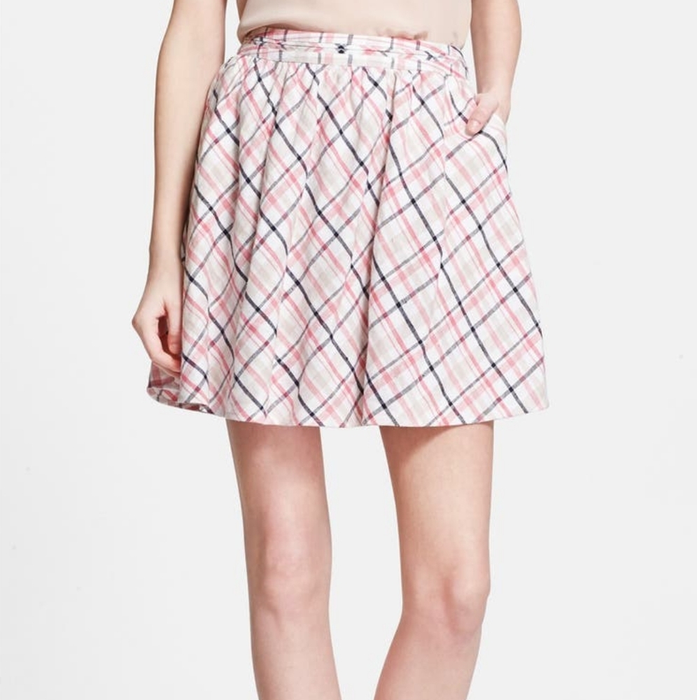 Joie XS Kaylea Plaid Linen Skirt